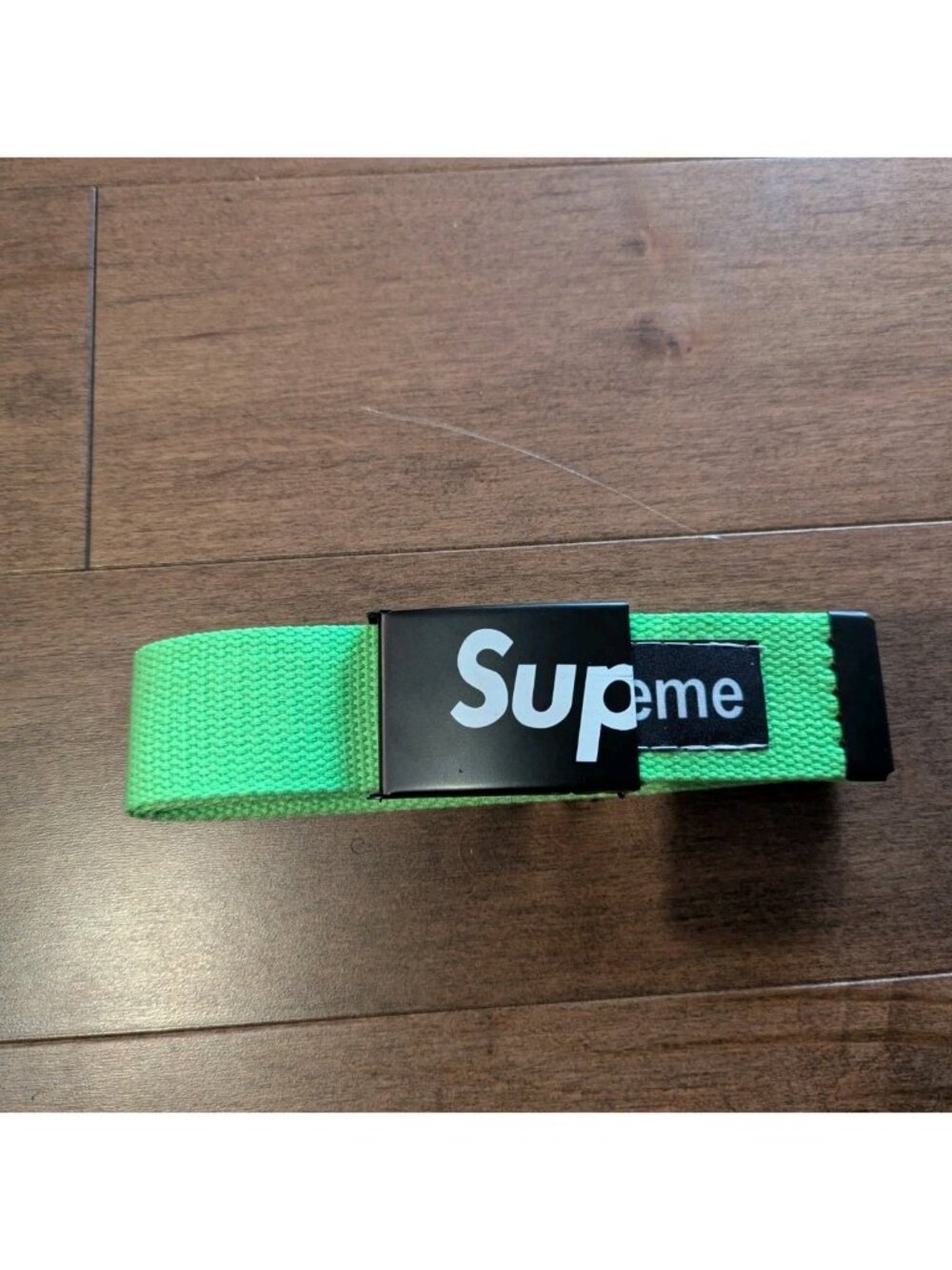 Supreme Green Web Belt Black Box Logo Buckle Adjustable Streetwear